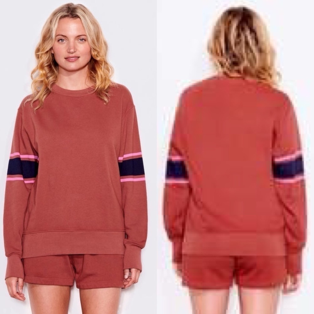 Sundry •. Marsala contrast 3 stripe sweatshirt